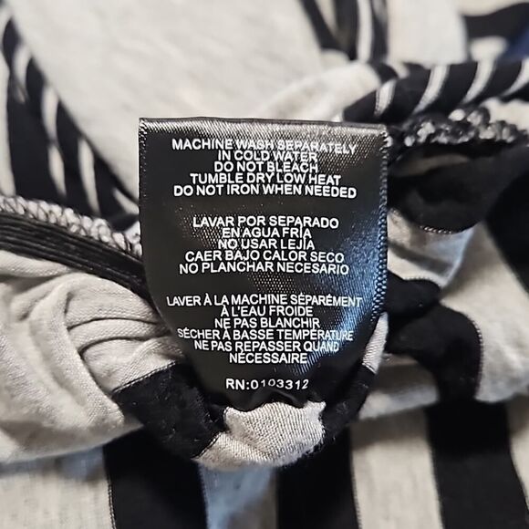 Christian Siriano Dress Asymmetrical Gray w/Black Stripes Size L - Picture 15 of 15